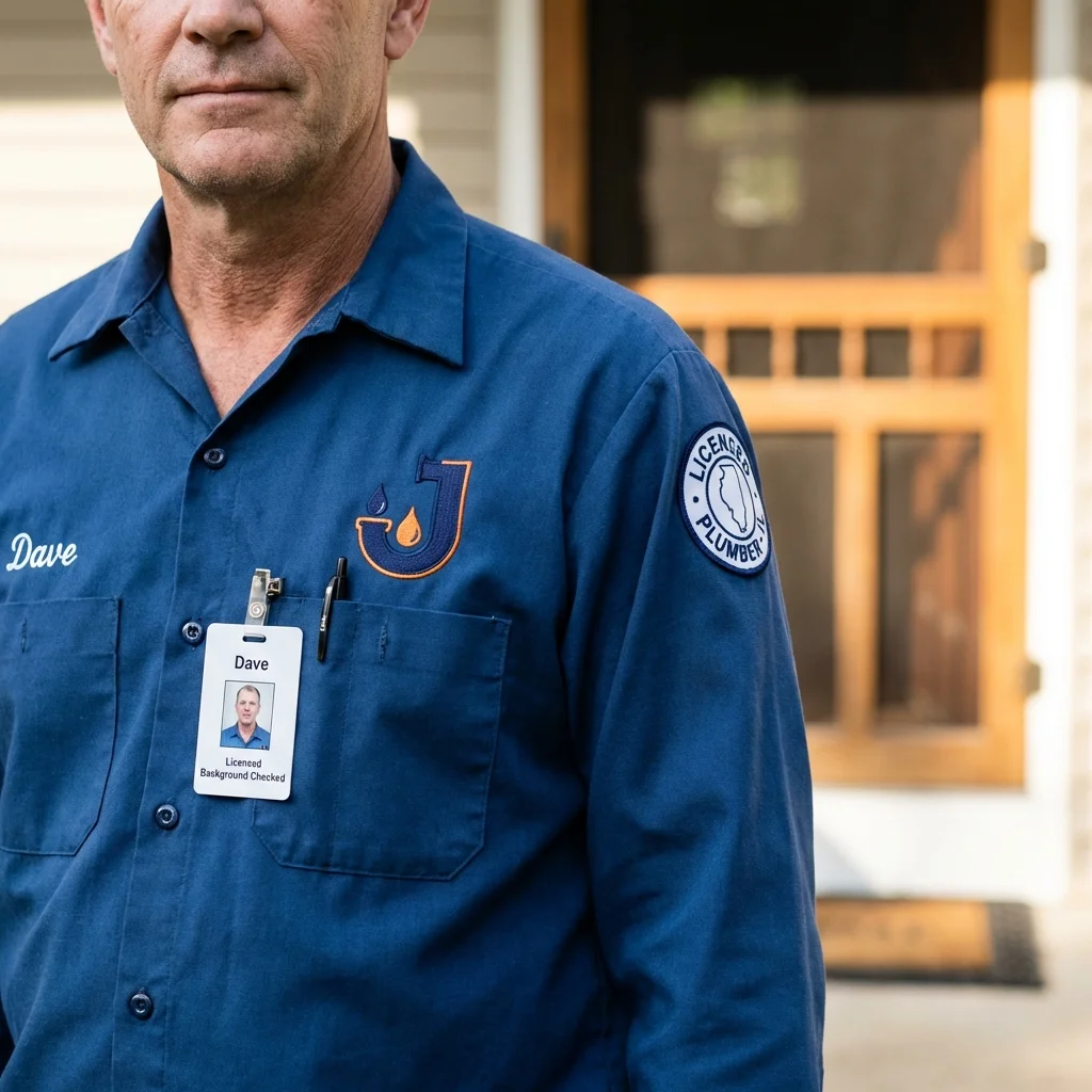 Licensed plumber showing ID badge in Chadron, NE