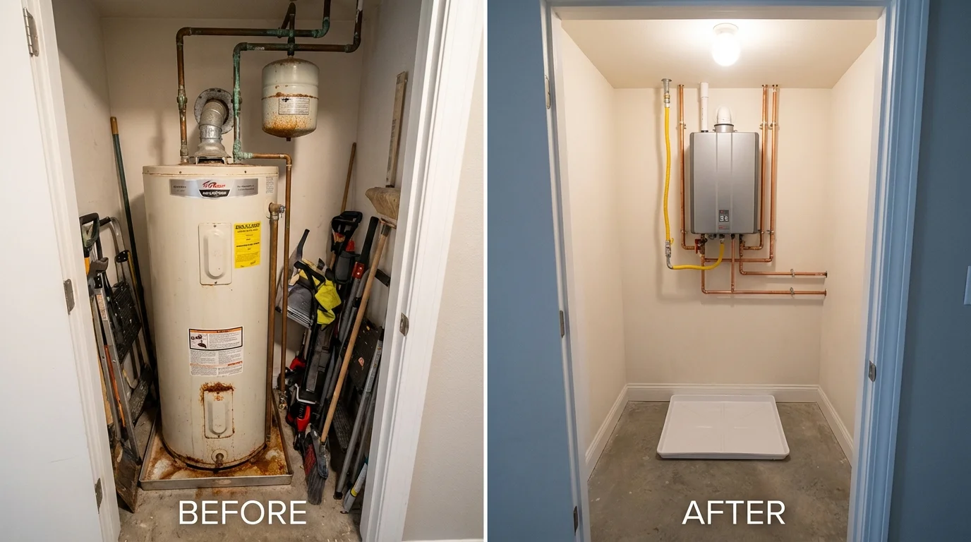 Tank water heater versus wall-mounted tankless unit comparison for Chadron, NE homeowners